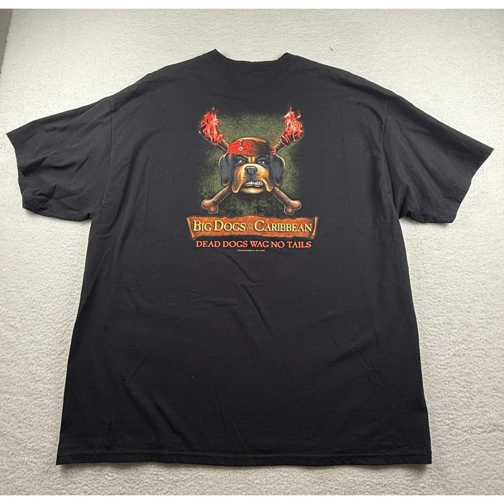 Big Dogs Of The Caribbean Dead Dog Wag No Tails T Shirt Mens 2XL Black Cotton‎